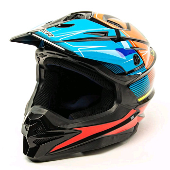 Мотошлемы HIZER J6803 (M) #3 BLACK/BLUE кроссовый — фото, цена, купить