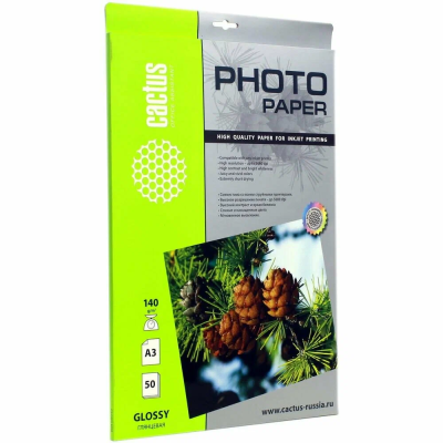 Фотобумага Cactus CS-GA314050 A3/140г/м2/50л./белый глянцевое для струйной печати CS-GA314050 от магазина Zakaz43