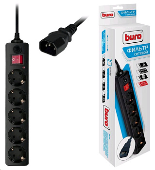 Сетевые фильтры Buro 500SH-1.8-UPS-B 1.8М (5 РОЗЕТОК) ЧЕРНЫЙ (КОРОБКА) — фото, цена, купить