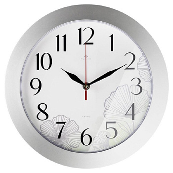 Интерьерные часы Рубин круг пластик d31 Флора корпус серебряный 3125-016 — фото, цена, купить