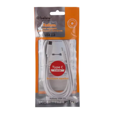 Кабель USB TypeC/TypeC 2м, 480mb, 3A, Max60W Belsis BW1882 white BW1882 от магазина Zakaz43