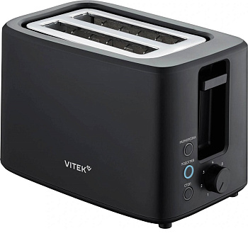 Тостеры Vitek Gracia VT-T1000 черный/серебристый — фото, цена, купить