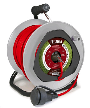 Удлинители Удлинитель силовой на катушке, СУ-2х1-30/2ВР (1 розетка, IP44) Ресанта — фото, цена, купить