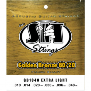 Cтруны для акустической гитары SIT GB1048, Golden Bronze Extra Light 80/20, 10-48 струны