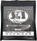 Cтруны для 7-семиструнной электрогитары SIT S71060, Powerwound Nickel Custom Light, 10-60 струны